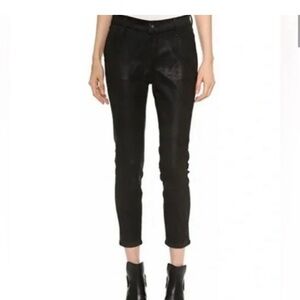 Rag & Bone Black Suede Lamb Leather Moto Crop Pants Size 25 Grunge